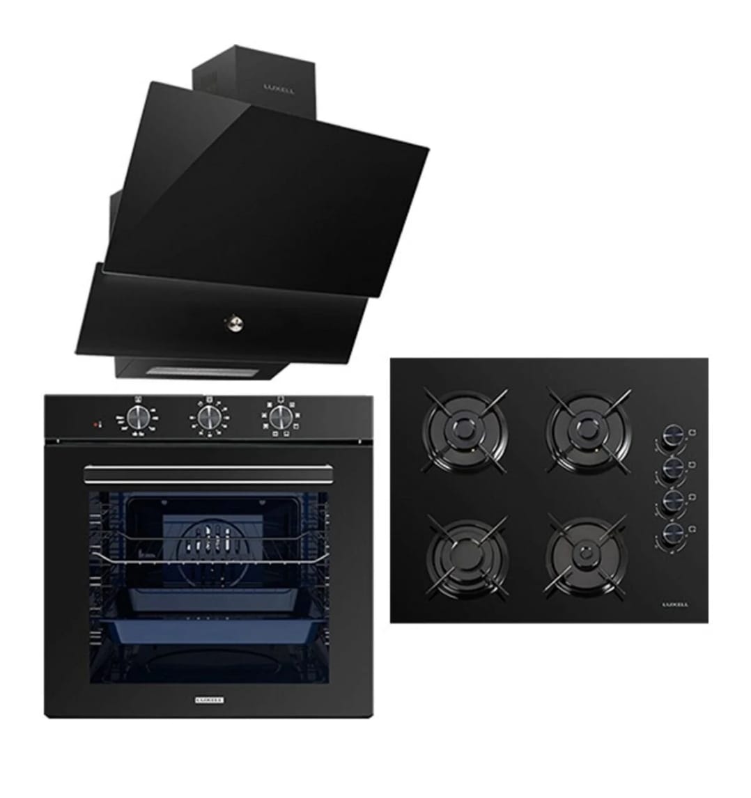 Luxell 88 Lt Süper Kristal Siyah Ankastre Set